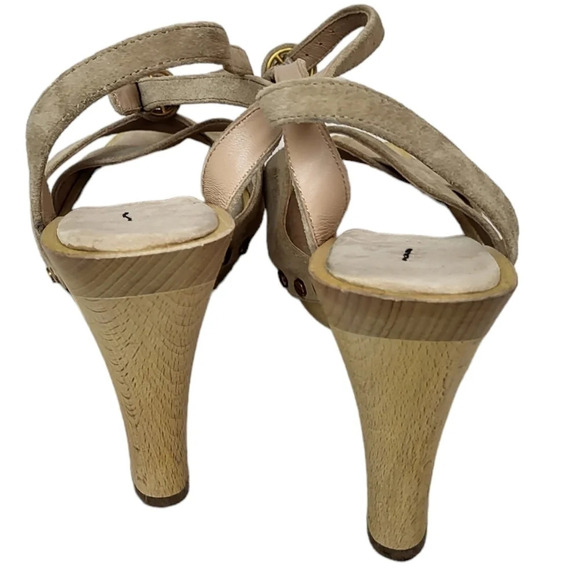 VERONICA BEARD LAMONT PLATFORM ANKLE STRAP SANDAL SAND BEIGE SUEDE - Picture 6 of 11